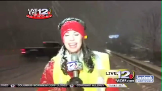 Live Report On Dangerous Driving Conditions Interrupted By Car Wreck